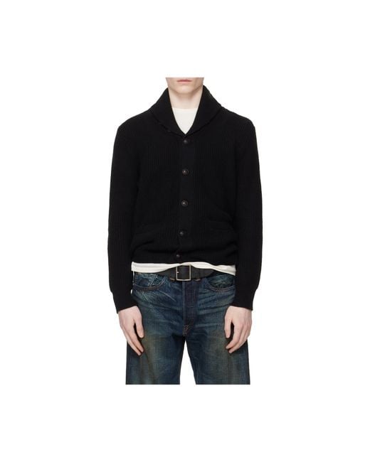 RRL Black Ralph Lauren Shawl Collar Cardigan for men