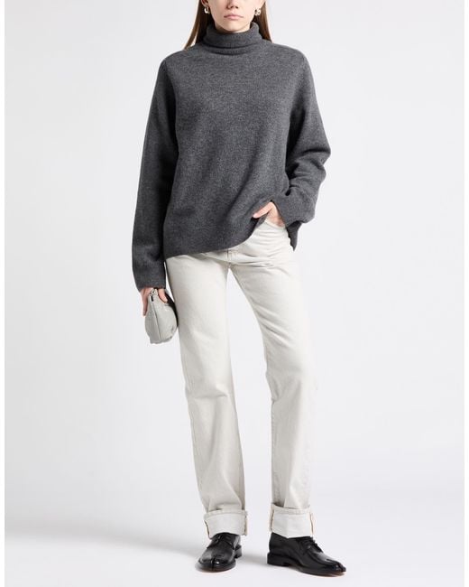 Maison Margiela Gray Wool Turtleneck Long-Sleeve Knit Sweater