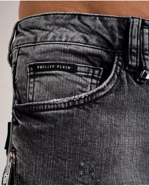 Philipp Plein Gray Belt-Loop Jeans for men