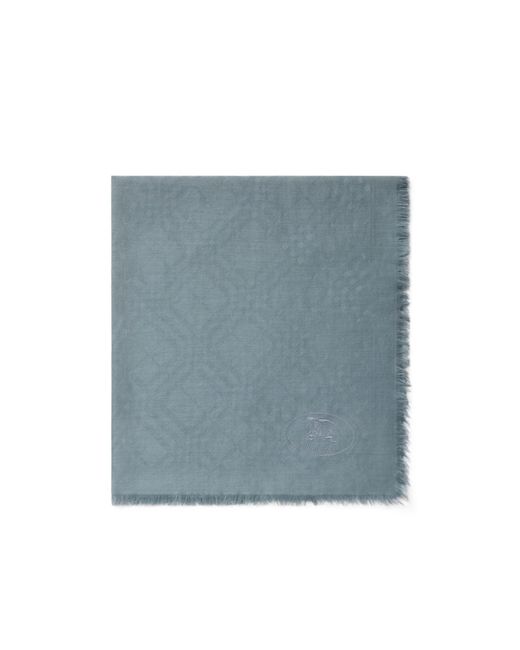 Burberry Blue Wide Check Wool Silk Scarf