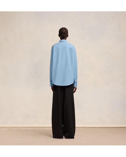 AMI Blue Ami De Coeur Embroidered Long-Sleeved Shirt for men