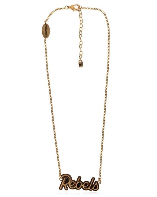 DSquared² White Rebels Logo Detail Necklace for men