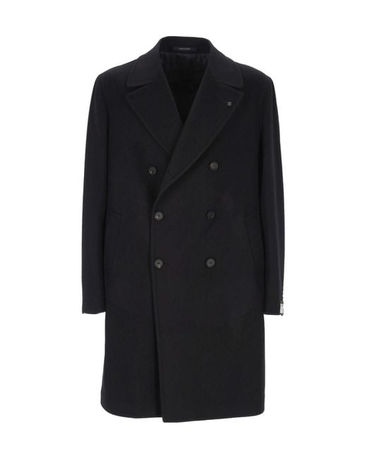 Tagliatore Black Long-Sleeved Coat for men