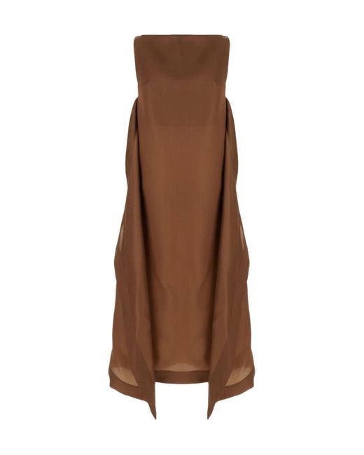 Alberta Ferretti Brown Strapless Dress