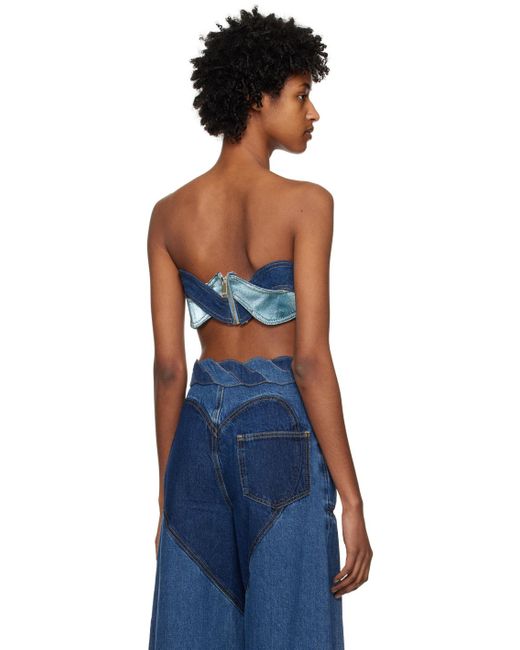 Area Blue Denim Patchwork-Design Top