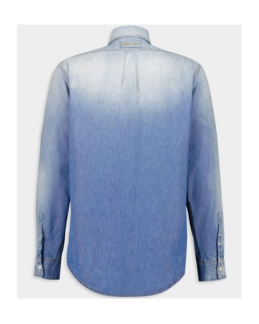 Givenchy Blue Patchwork Denim Shirt for men