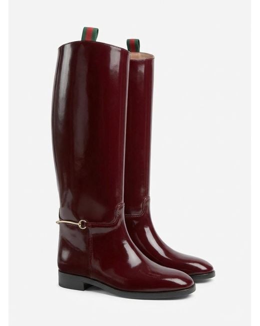 Gucci Red Slim Horsebit Boots