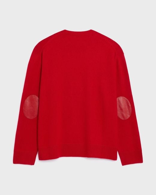 Céline Red Classic Elbow-Patch Crewneck Sweater for men