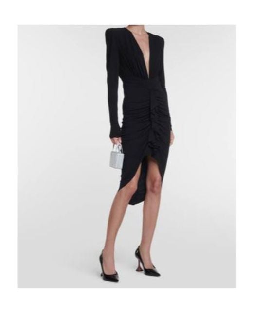 Alexandre Vauthier Black Draped Jersey Midi Dress