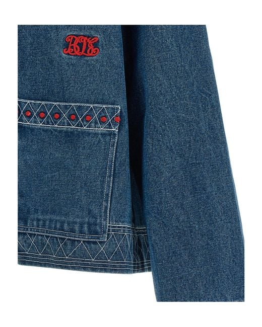 Bode Blue Embroidered Denim Jacket for men