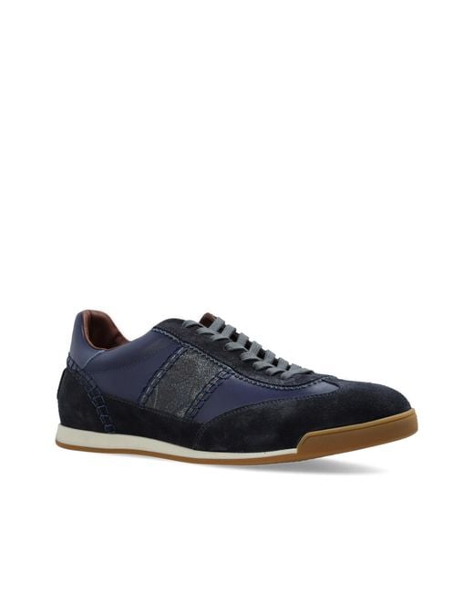 Etro Blue Panelled Lace-Up Sneakers for men