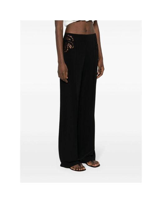 Stella McCartney Black Broderie-Anglaise Wide-Leg Tailored Trousers