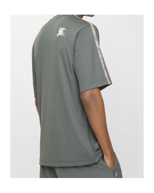 Burberry Gray Check Trim Jersey T-Shirt for men