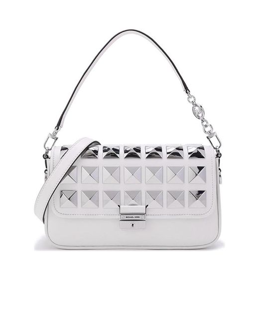 Michael Kors White Bradshaw Series Small Logo Shoulder Bag