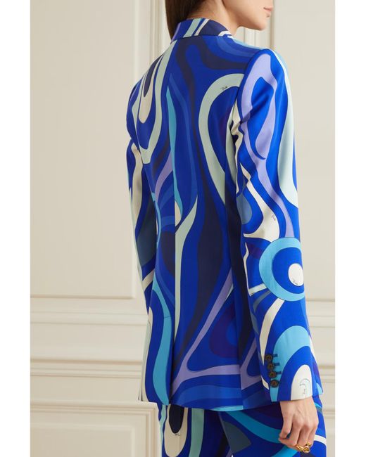 Emilio Pucci Blue Printed Suit Jacket
