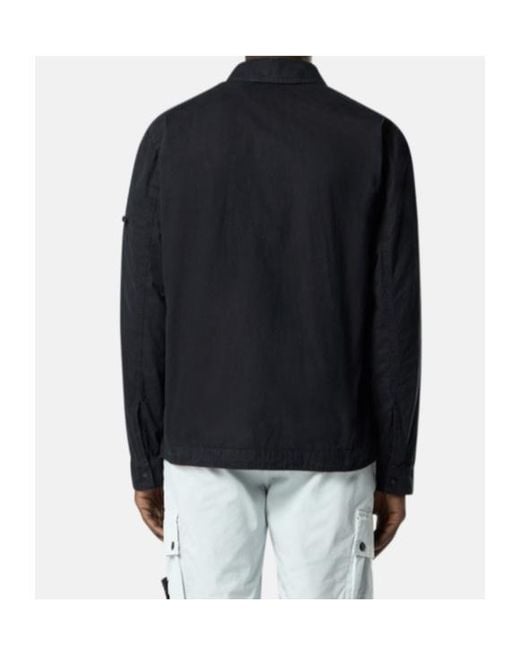 Stone Island Blue Logo Patch Pocket Detail Shirt for men