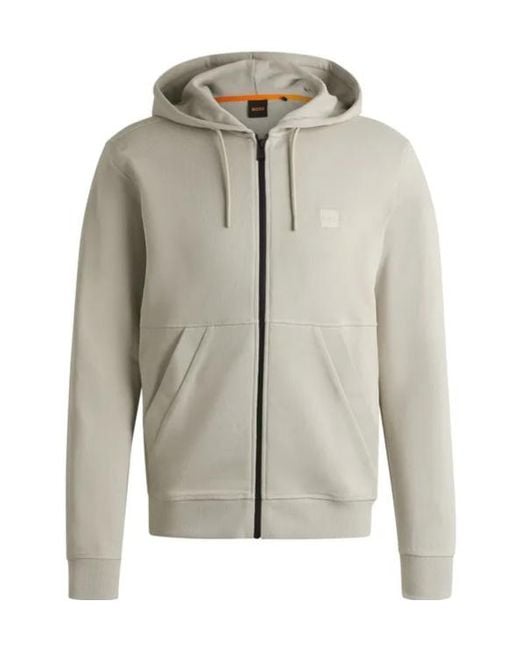 Boss Gray Logo-Patch Hoodie for men