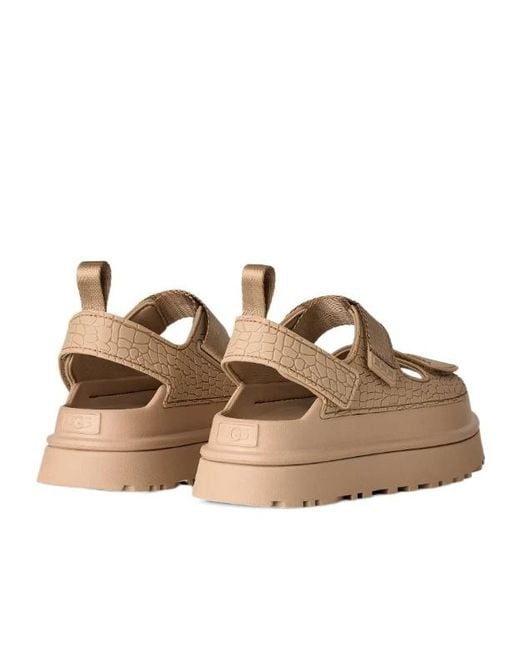 Ugg Brown Goldenglow Embossed Platform Sandals