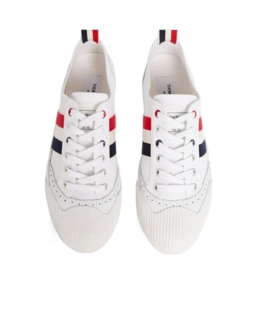 Thom Browne White Stripe Detail Casual Sneakers