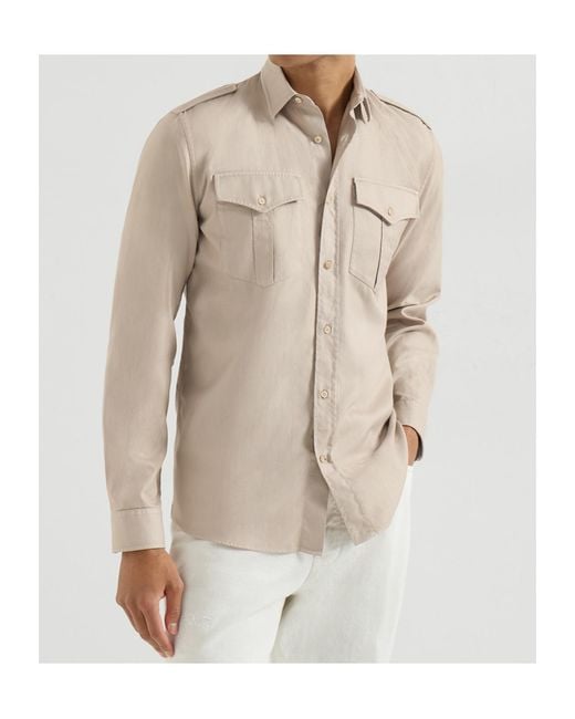 Brunello Cucinelli Natural Garment-Dyed Shirt for men