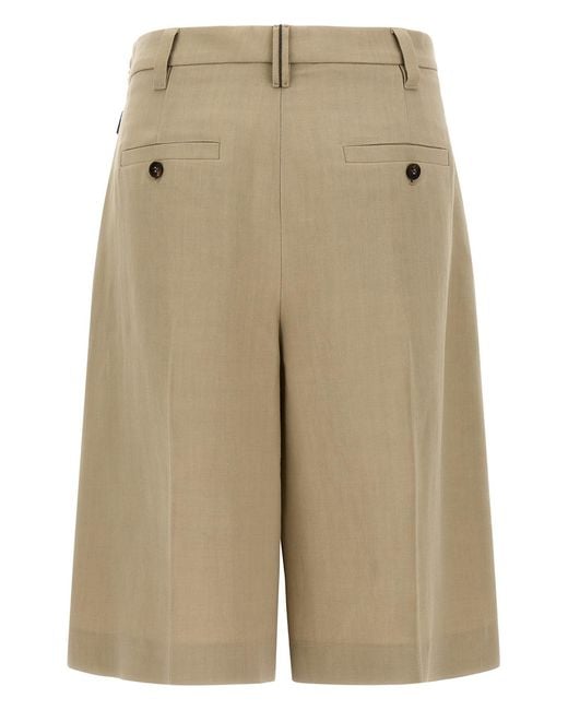 Brunello Cucinelli Natural Fluid Twill Sartorial Bermuda Shorts