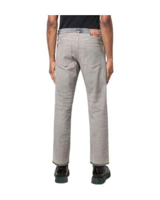 DIESEL Gray D-Viker Logo Patch Straight-Leg Jeans for men