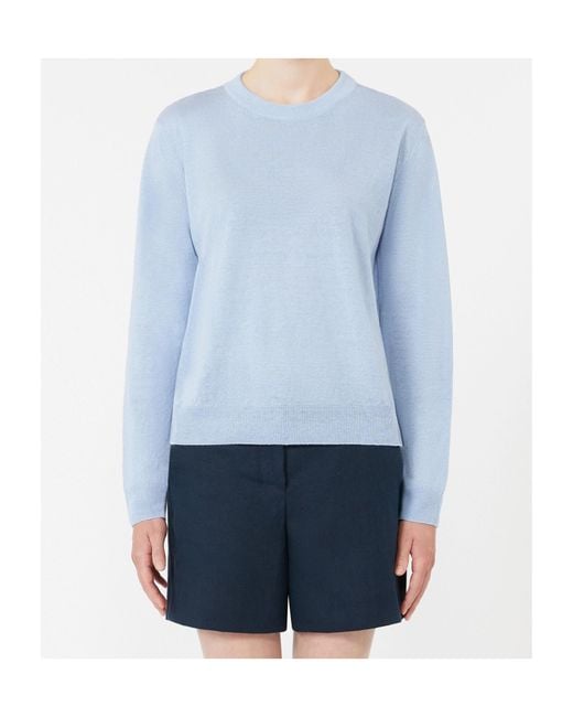 Max Mara Blue Fervore Crewneck Knitted Jumper