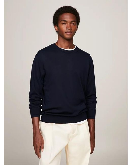 Tommy Hilfiger Blue Flag Embroidery Round Neck Sweater for men