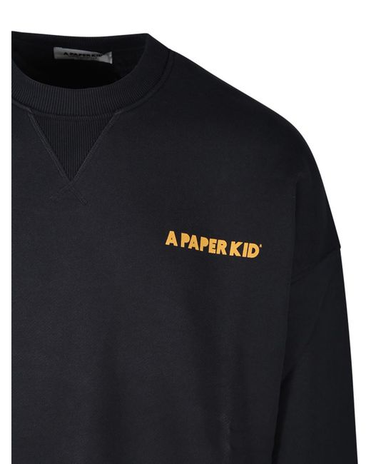 A PAPER KID Black Logo-Print Cotton Sweatshirt for men