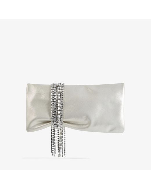 Jimmy Choo Gray Zandra Leather Embellished Clutch Bag