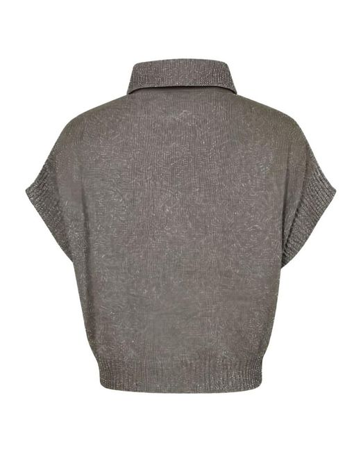 D.exterior Gray Button-Up Knit Sweater