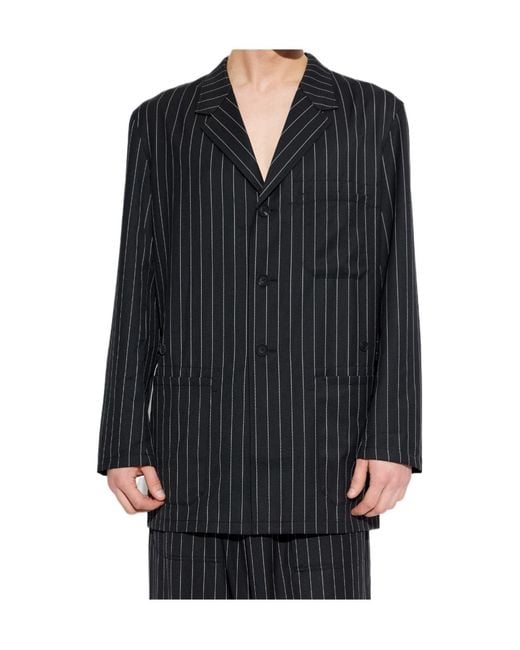 Y-3 Blue Pinstripe Refined Chore Coat for men