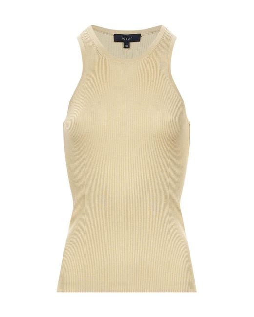 Soeur Natural Ribbed Knit Vest