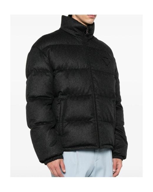 Prada Black Triangle-Logo Padded Jacket for men