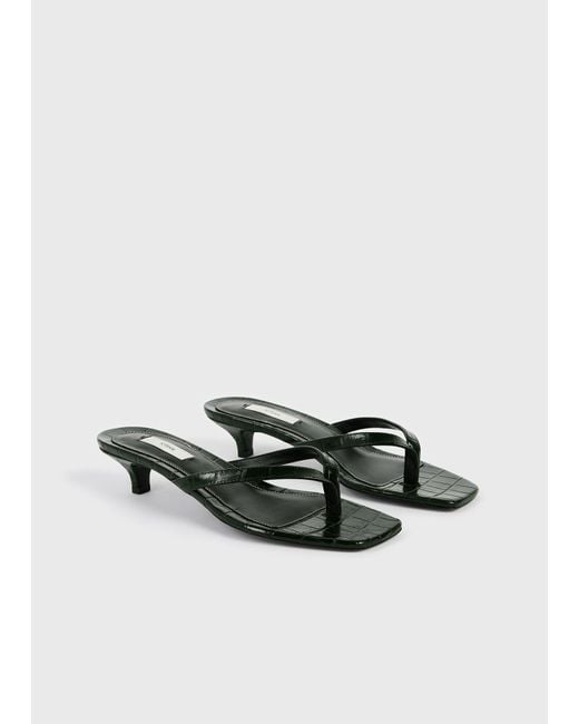 Totême White Croco-Embossed Heeled Flip Flops Dark