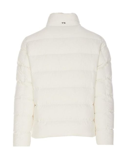 Herno White High Neck Zip-Up Padded Coat for men