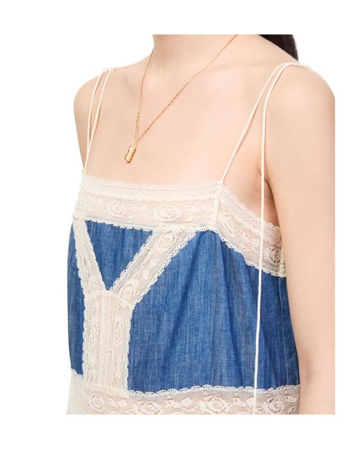 Zimmermann Blue Awaken Denim Dress With Lace Details