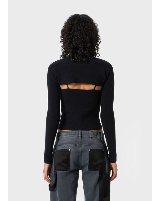 Blumarine Black Lace-Panel Knitted Top