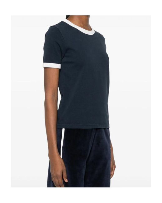 A.P.C. Blue Crewneck Logo Embroidered T-Shirt