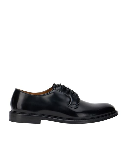 Doucal's Black Glossy Derby Shoes for men