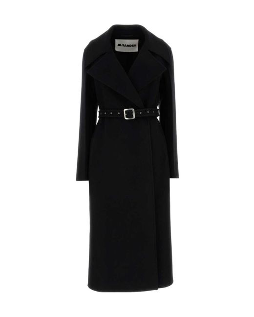 Jil Sander Black Belted-Wool Coat