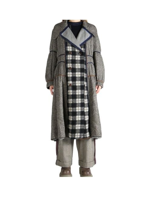 Commun's Gray Paneled Double-Breasted Coat for men