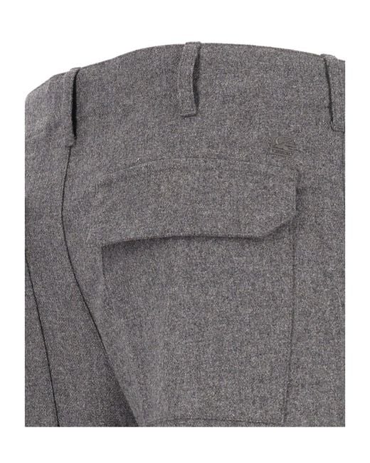 Etro Gray Roma Sport Trousers for men