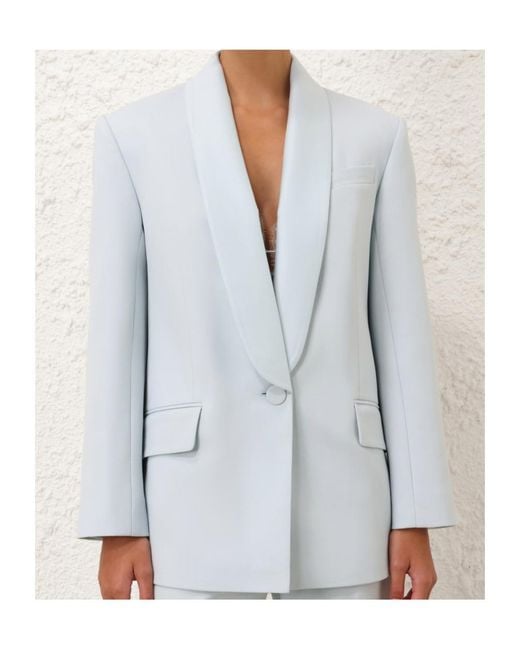 Zimmermann Blue Lapel Long-Sleeved Suit Jacket