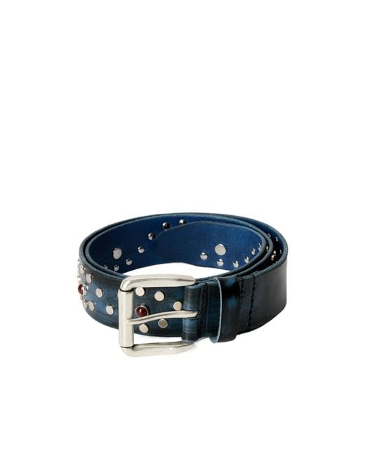 Our Legacy Blue Vortex Leather Belt for men