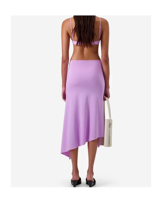 Coperni Purple Floral Asymmetric Mid Skirt