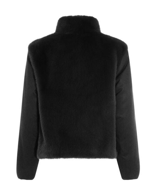 Herno Black Stand-Collar Faux Fur Jacket