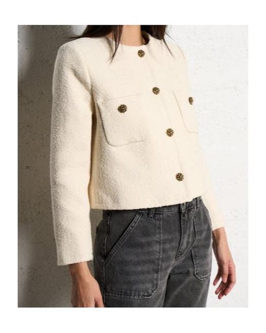 Ba&sh Natural Meredith Cropped Pocket Blazer