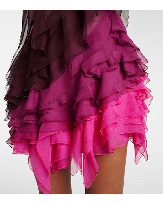 Nensi Dojaka Purple Kiera Ruffled Tiered Minidress