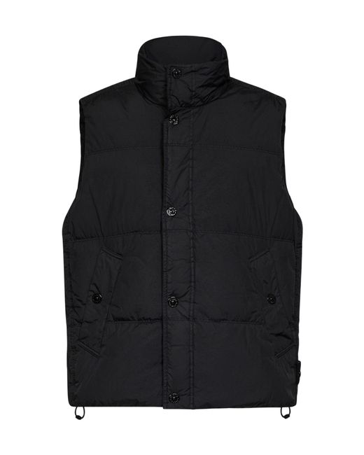 Stone Island Black Quilted Logo-Patch Gilet for men